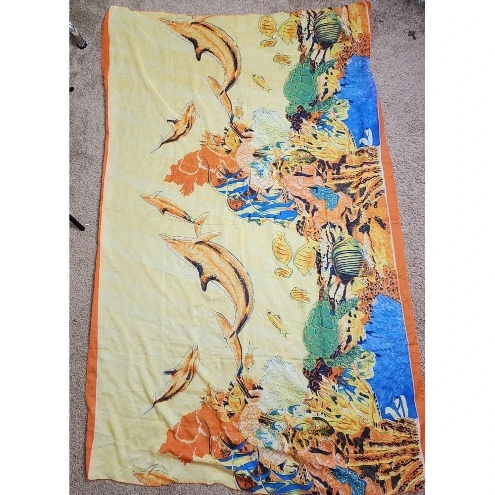 Rima‎ Beach Wear One Size Dolphin Sea Sarong Bathing Suit Skirt Wrap Cover Up